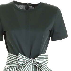 Weekend Max Mara Stemma Overall Green White Print Jumpsuit Wide Leg Pant USA SM